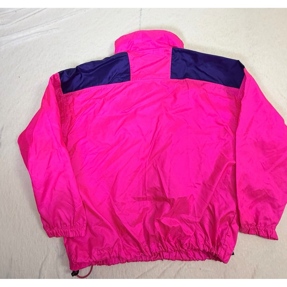 Vintage Columbia Windbreaker‎ Jacket Womens L Neon Pink Purple 90s Half Zip - Picture 6 of 8